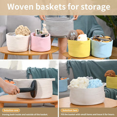 Enera White Jute Foldable Storage Basket with Handle