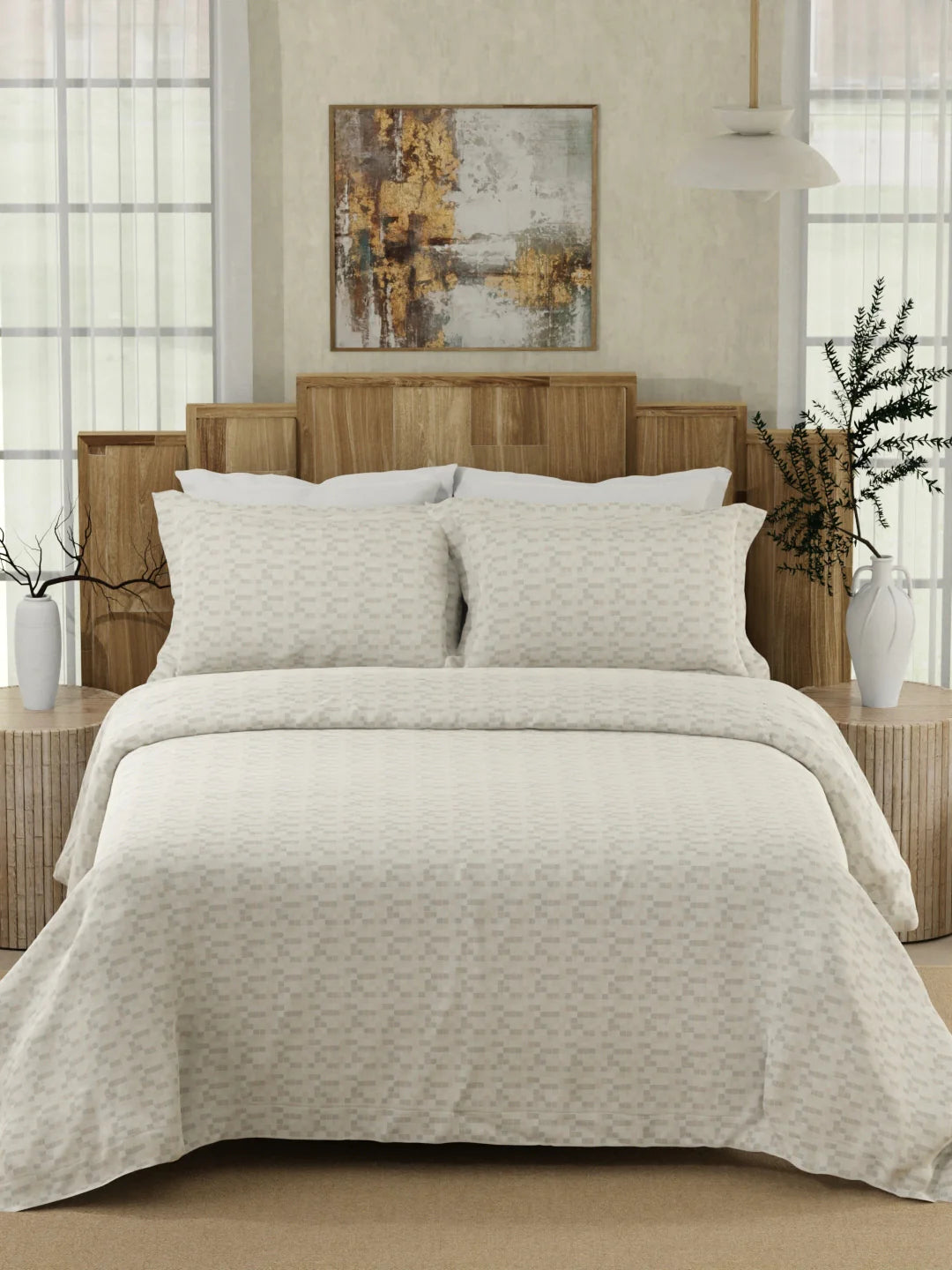 Boutique Super King Bedsheet with 2 Pillow Covers 100% Pure Cotton