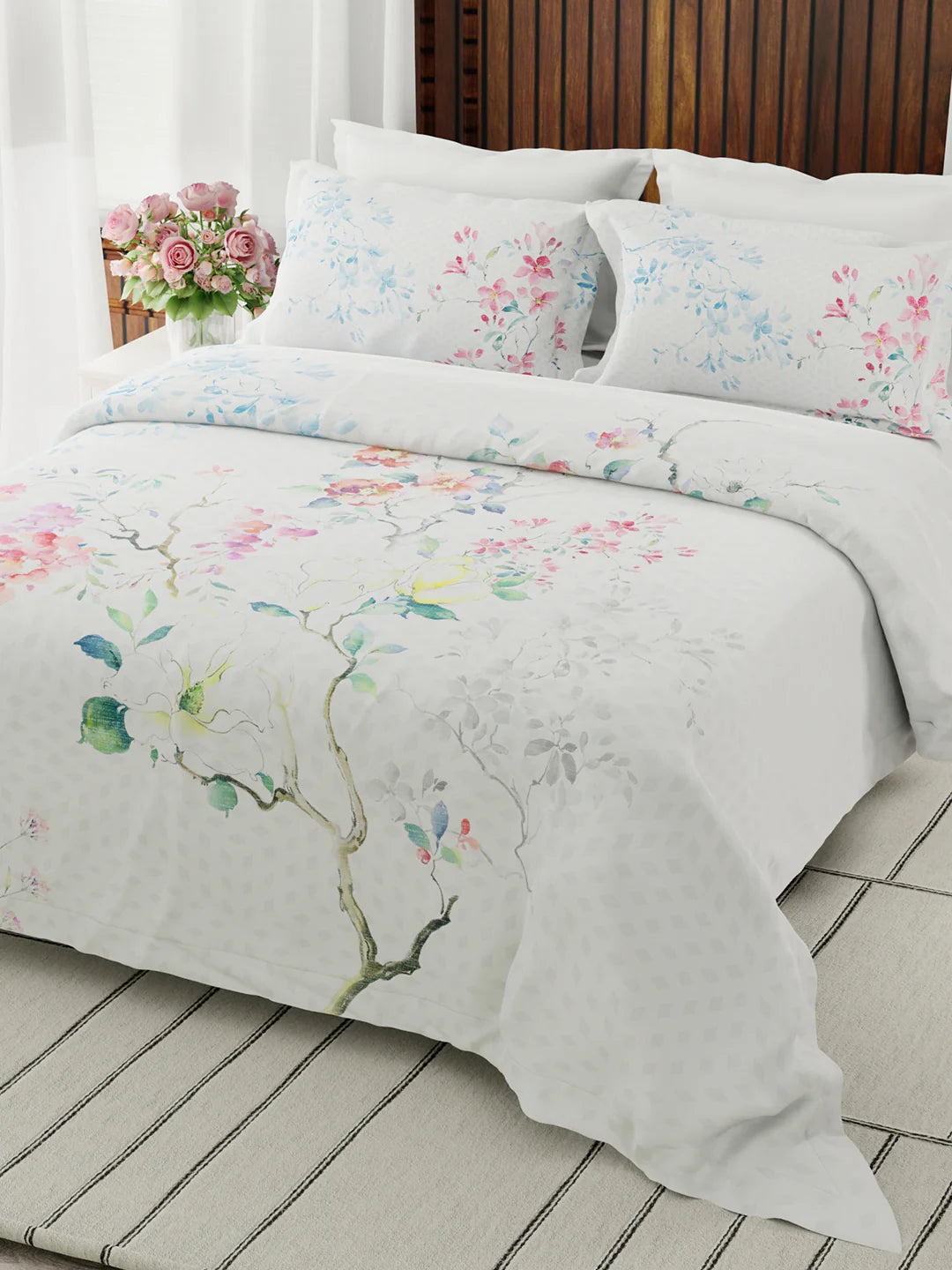 Boutique Super King Bedsheet with 2 Pillow Covers 100% Pure Cotton