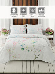 Boutique Super King Bedsheet with 2 Pillow Covers 100% Pure Cotton