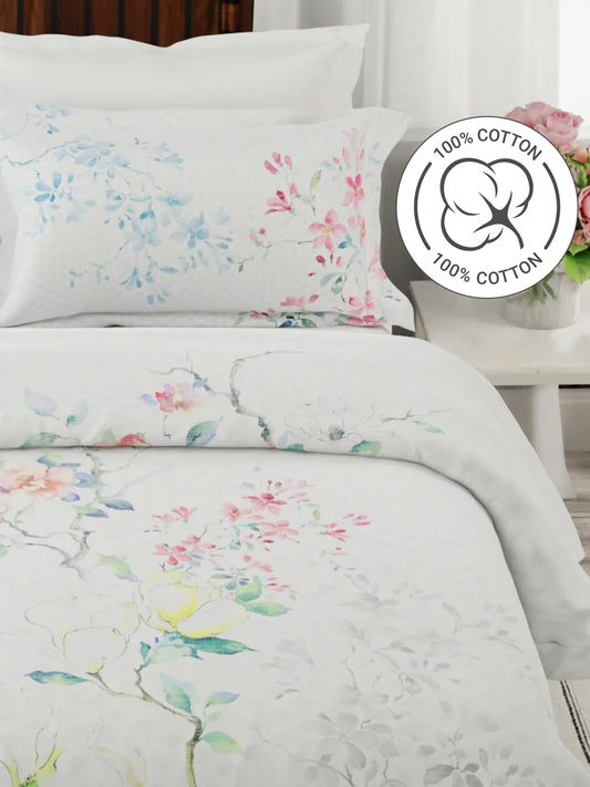 Boutique Super King Bedsheet with 2 Pillow Covers 100% Pure Cotton