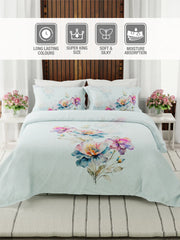 Boutique Super King Bedsheet with 2 Pillow Covers 100% Pure Cotton