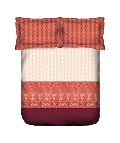 Enera Sanskriti Collection Paithani Red Color King Size Bedsheet Set