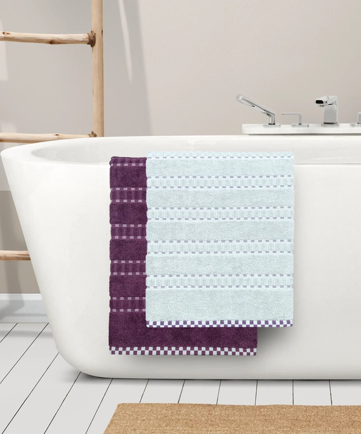Trident Bath Towel 2 Pcs Set 100% Cotton, Soft & Absorbent