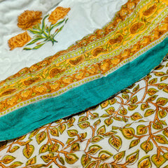 Ocean Jaipuri Bagh Quilt Tangering | 100% Cotton | Single Bed Comforter