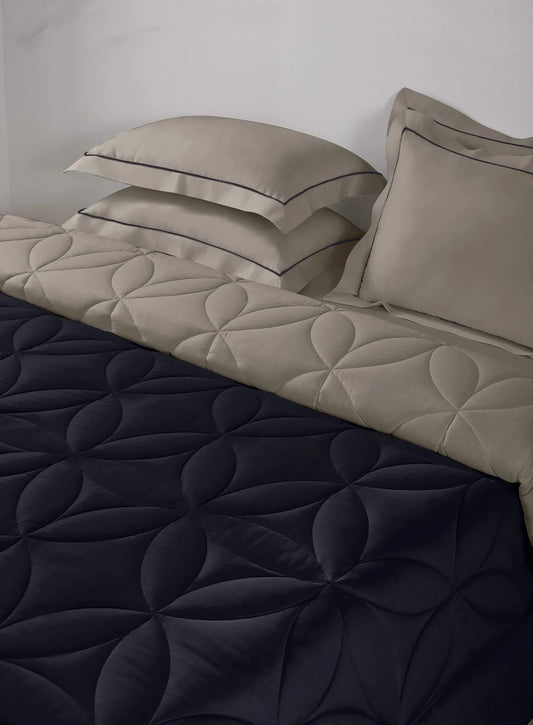Sansaar Quilted Reversible Comforter Set 100% Pure Cotton (Set of 4)