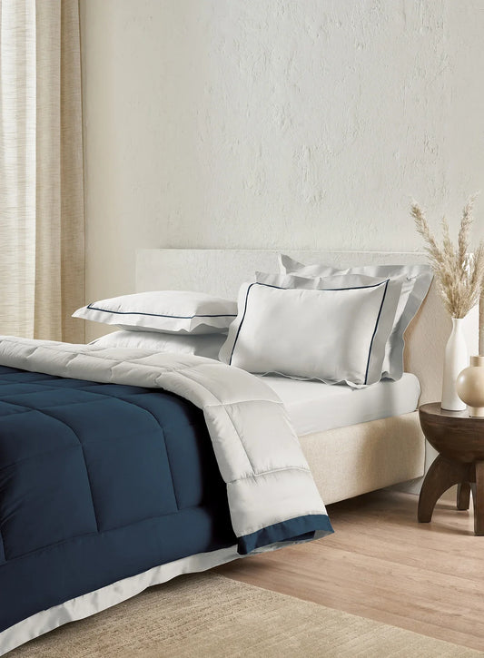 Sansaar Quilted Reversible Comforter Set 100% Pure Cotton (Set of 4)
