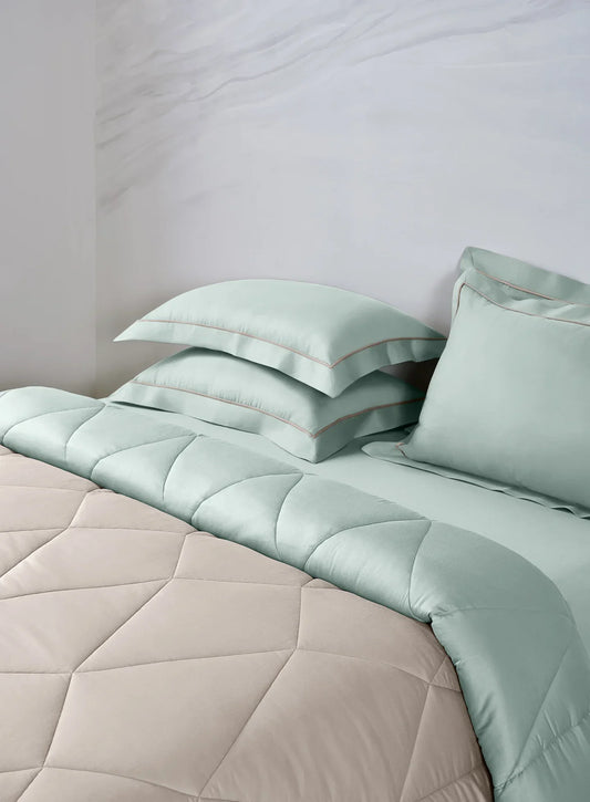 Sansaar Quilted Reversible Comforter Set 100% Pure Cotton (Set of 4)