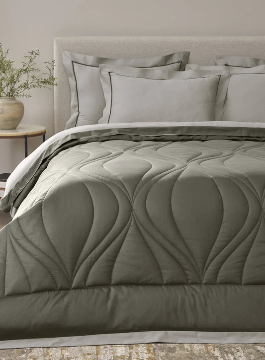 Sansaar Quilted Reversible Comforter Set 100% Pure Cotton (Set of 4)
