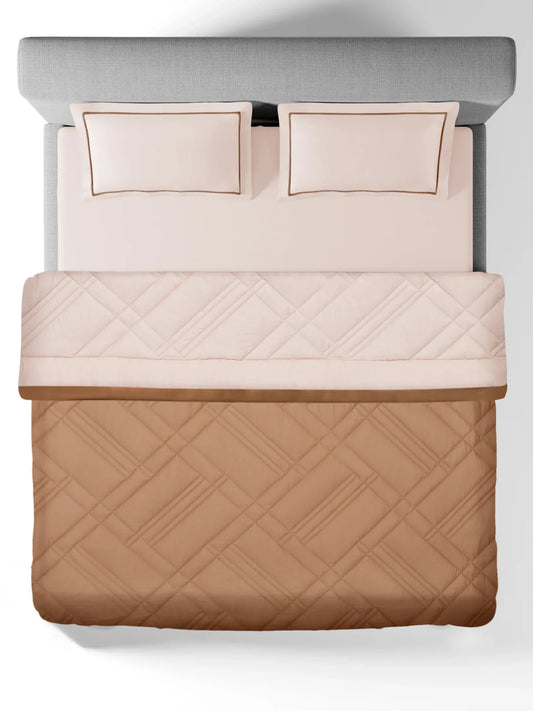 Sansaar Quilted Reversible Comforter Set 100% Pure Cotton (Set of 4)