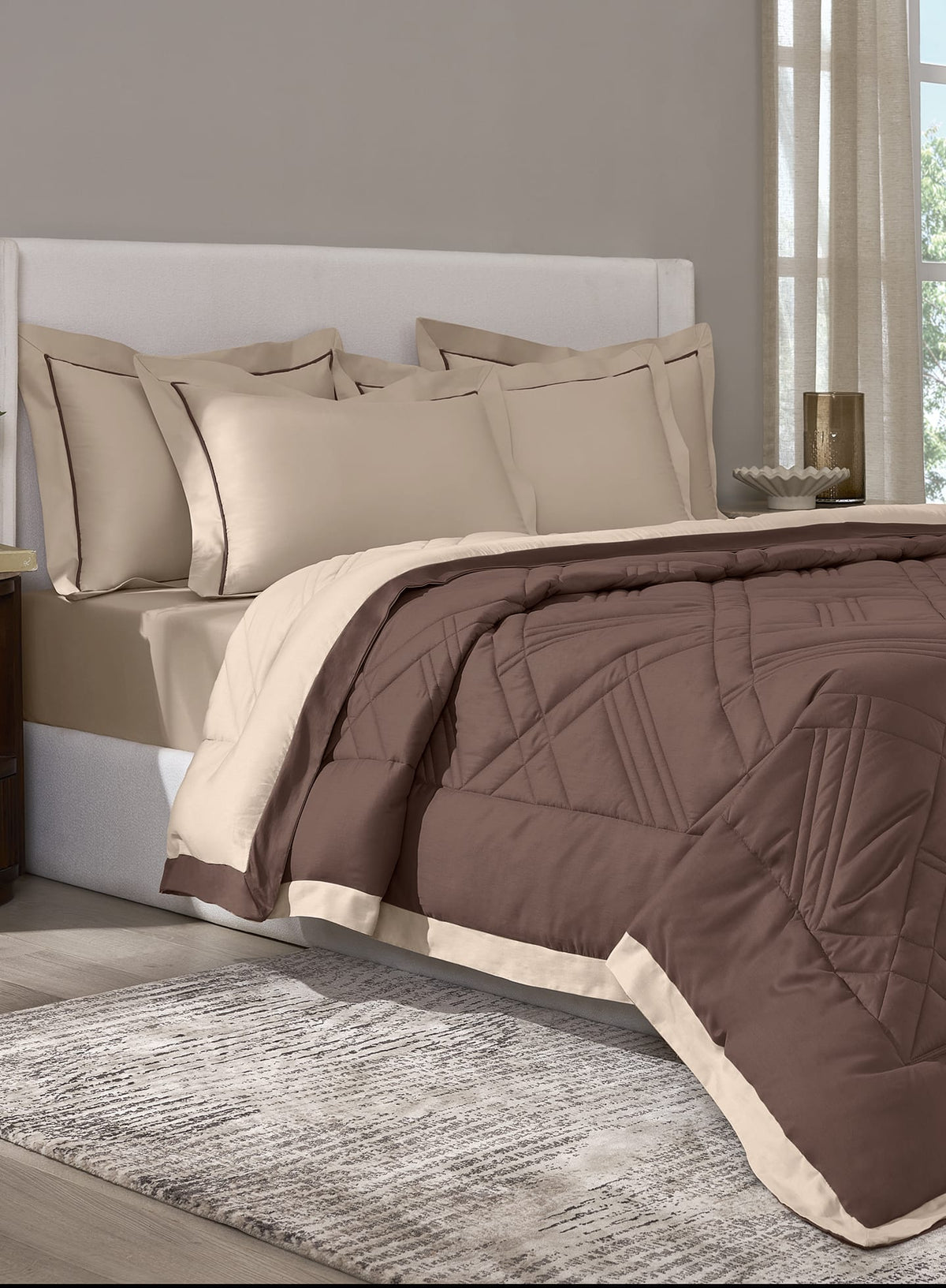 Trellis Sand Pine Cone | 100% Cotton | Double Comforter Bedding Set