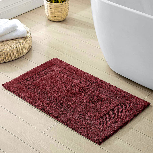 Oyela Ruby Maroon Bathroom Mat 40x60 cm Anti-Slip, Quick-Dry & Water Absorbing Mat