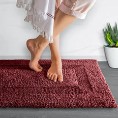 Oyela Ruby Maroon Bathroom Mat 40x60 cm Anti-Slip, Quick-Dry & Water Absorbing Mat