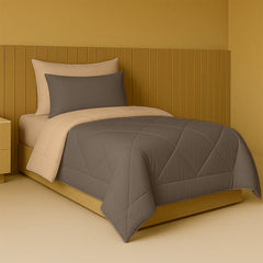 Cherish Quilted Camel Coffee Reversible Single Bed Comforter for All Season