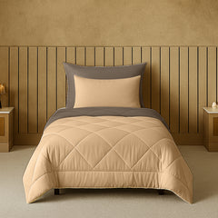 Cherish Quilted Camel Coffee Reversible Single Bed Comforter for All Season