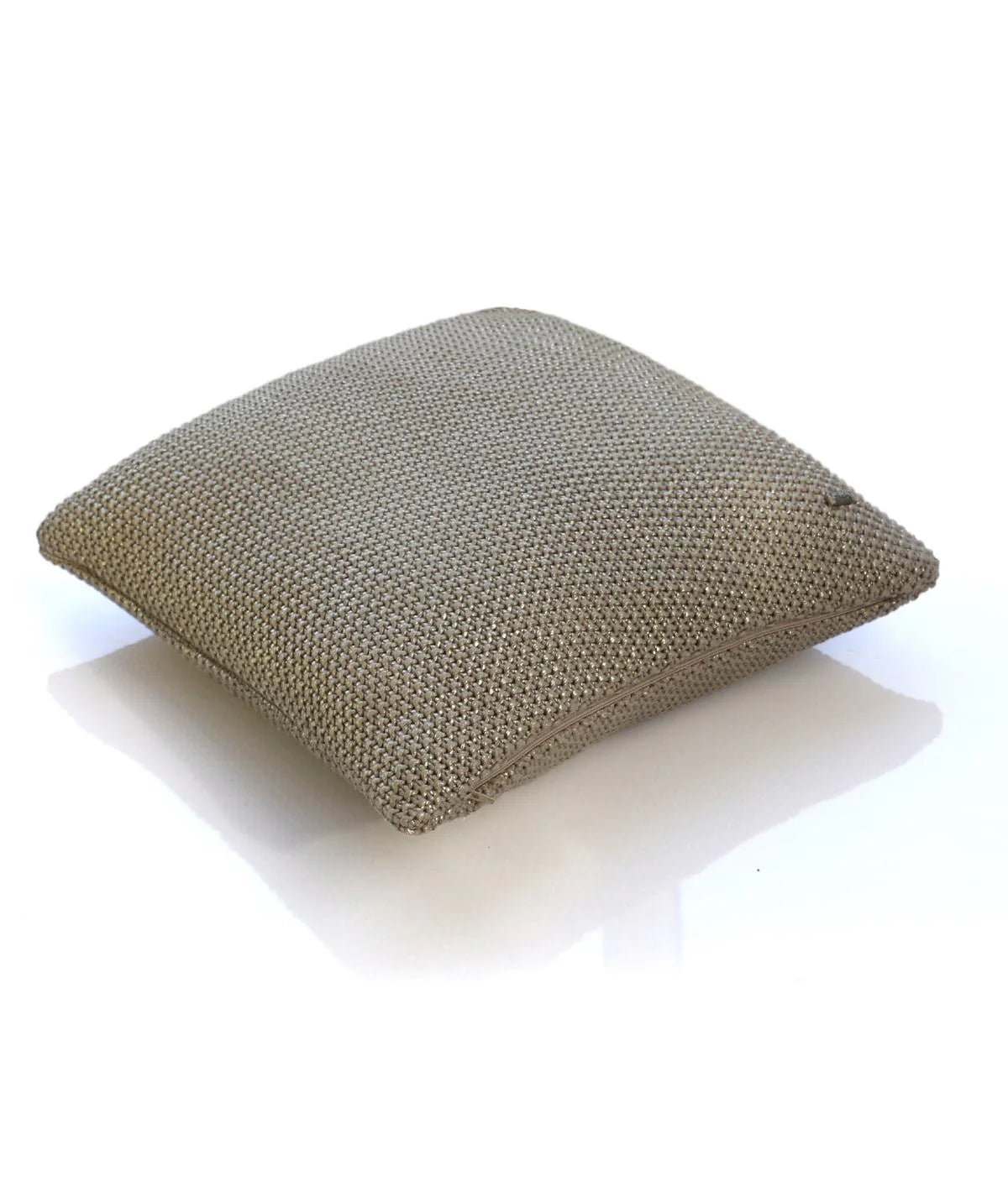 Pluchi Moss Knit Foil Print Knitted Cotton Cushion Cover (Stone & Dull Gold Color) (18" x 18") - Agarwal Bedding and Furnishing