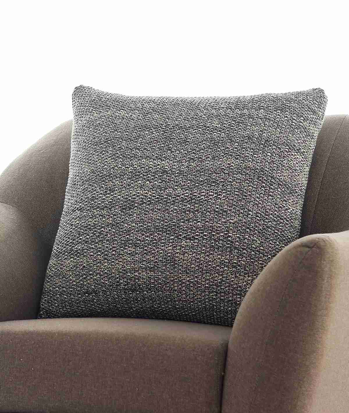 Moss Knit Cotton Knitted Decorative Antique Grey & Natural Color 22 x 22 Inches Cushion Cover - Agarwal Bedding and Furnishing