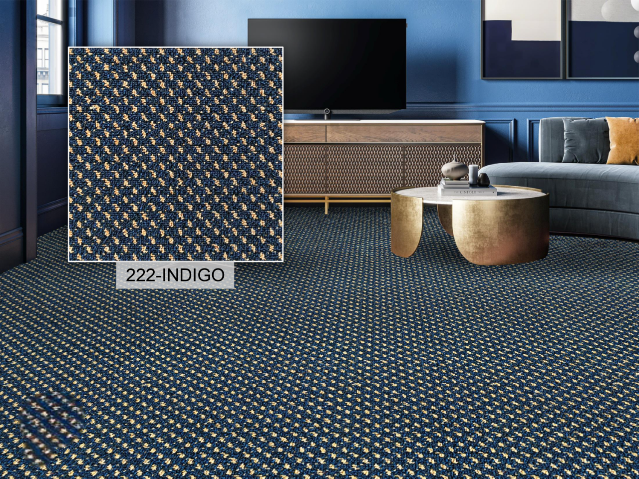 Hego Connect Wall Carpet | Indigo | Elegant and Durable Flooring | Enera