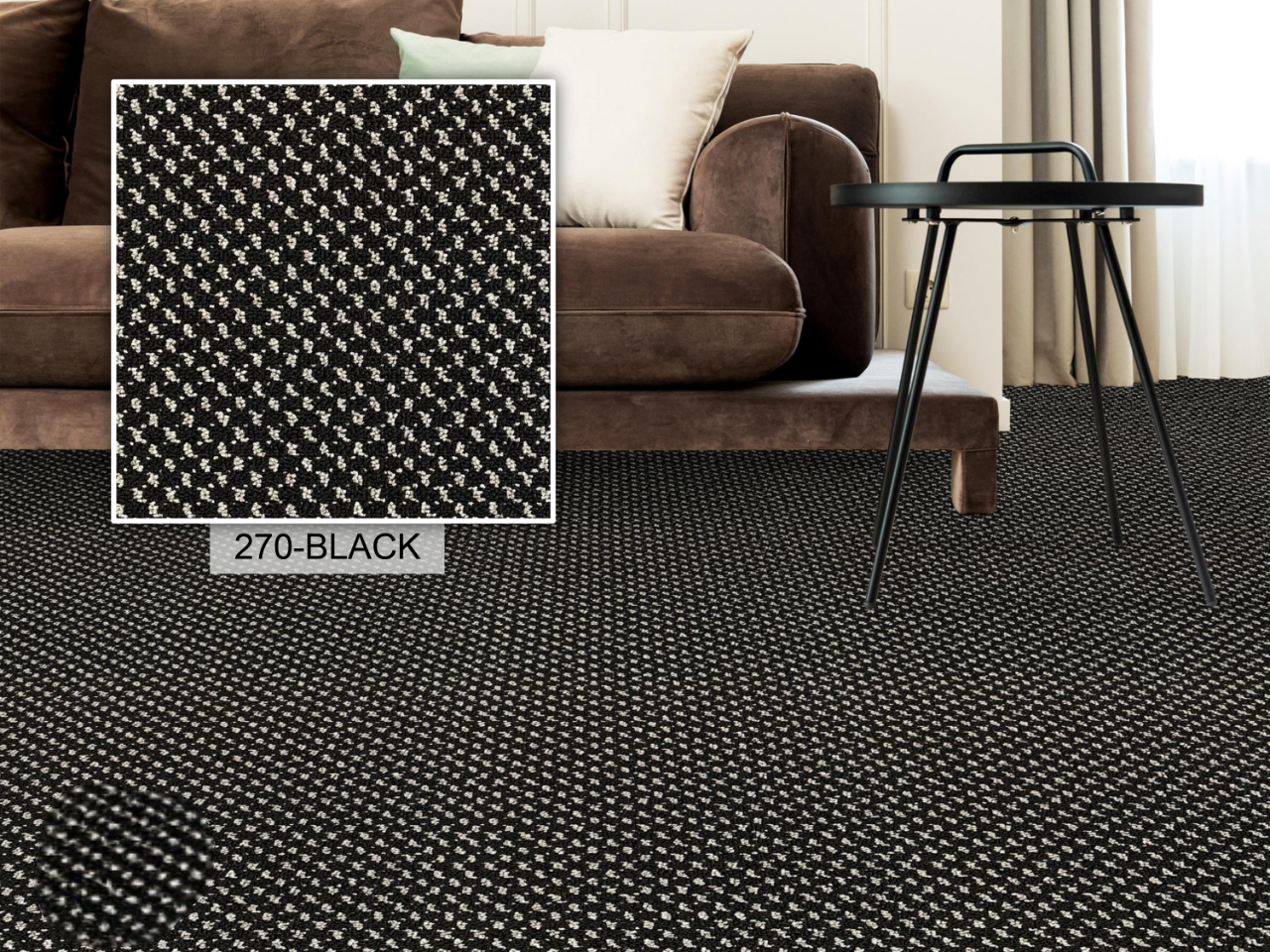 Hego Connect Wall Carpet | Black | Sleek and Durable Flooring | Enera