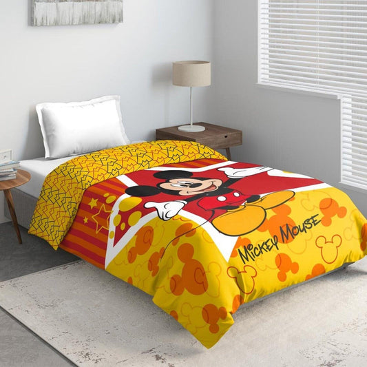 Enera Disney Mickey Mouse Printed Yellow Color Single Bed Comforter - enera