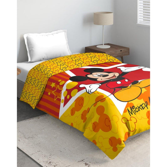 Enera Disney Mickey Mouse Printed Yellow Color Single Bed Comforter - enera