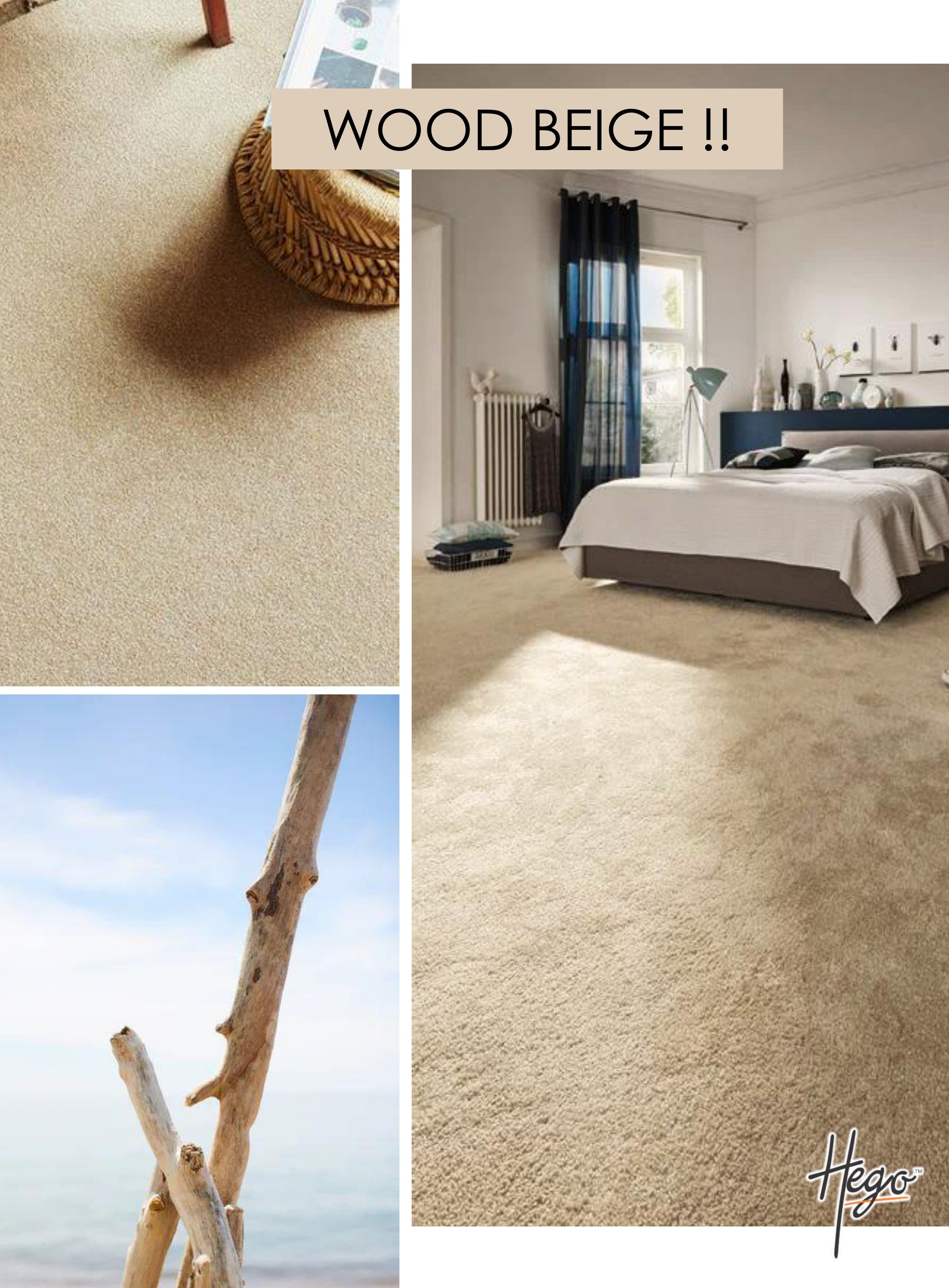 Hego Feather Wall To Wall Carpet | Wood Beige | Ultra-Soft Cut Pile Carpet | Enera