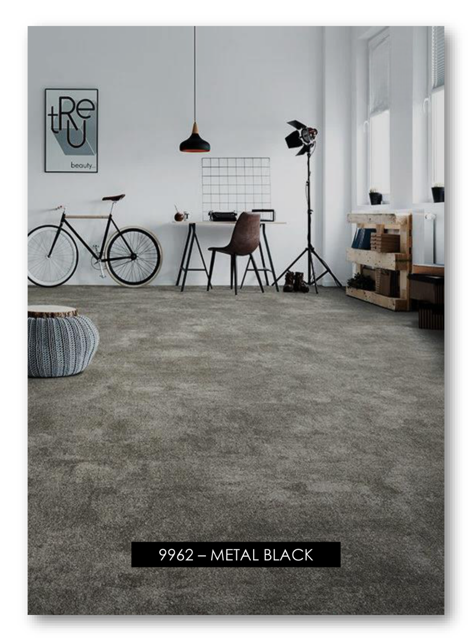 Hego Feather Wall To Wall Carpet | Metal Black | Ultra-Soft Cut Pile Carpet | Enera