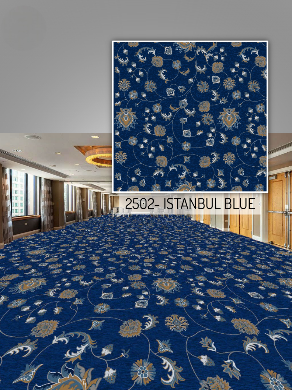 Hego Basics Flora Istanbul Blue Nylon Loop Pile Carpet - Stylish Wall-to-Wall Flooring | Enera