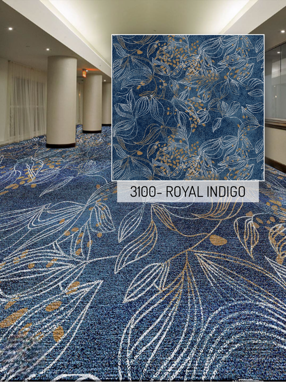 Hego Basics Fresco Collection Royal Indigo Nylon Level Loop Carpet - Rich & Durable Flooring | Enera