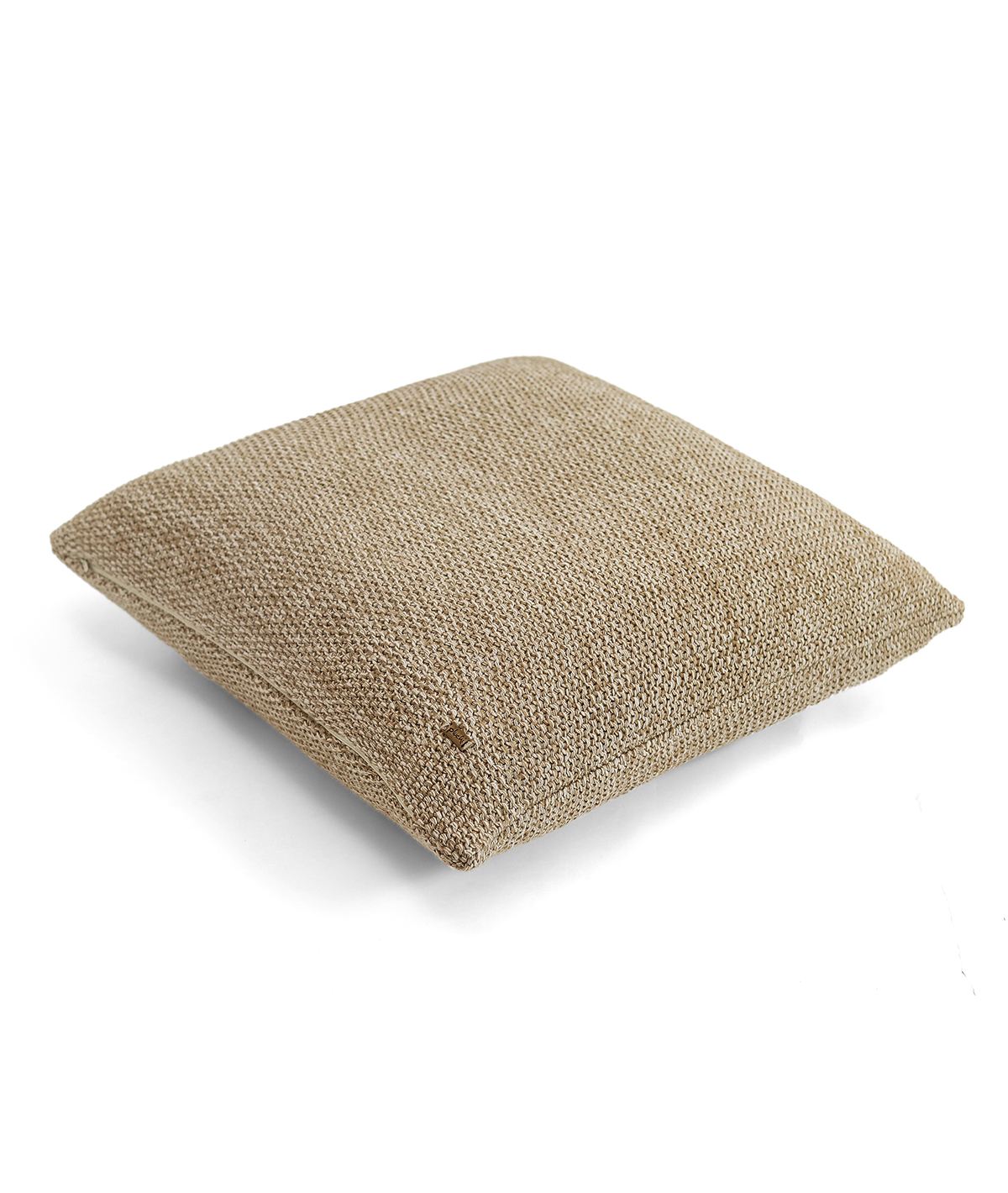 Moss Knit Cotton Knitted Decorative Khaki & Natural Color 22 x 22 Inches Cushion Cover - Agarwal Bedding and Furnishing