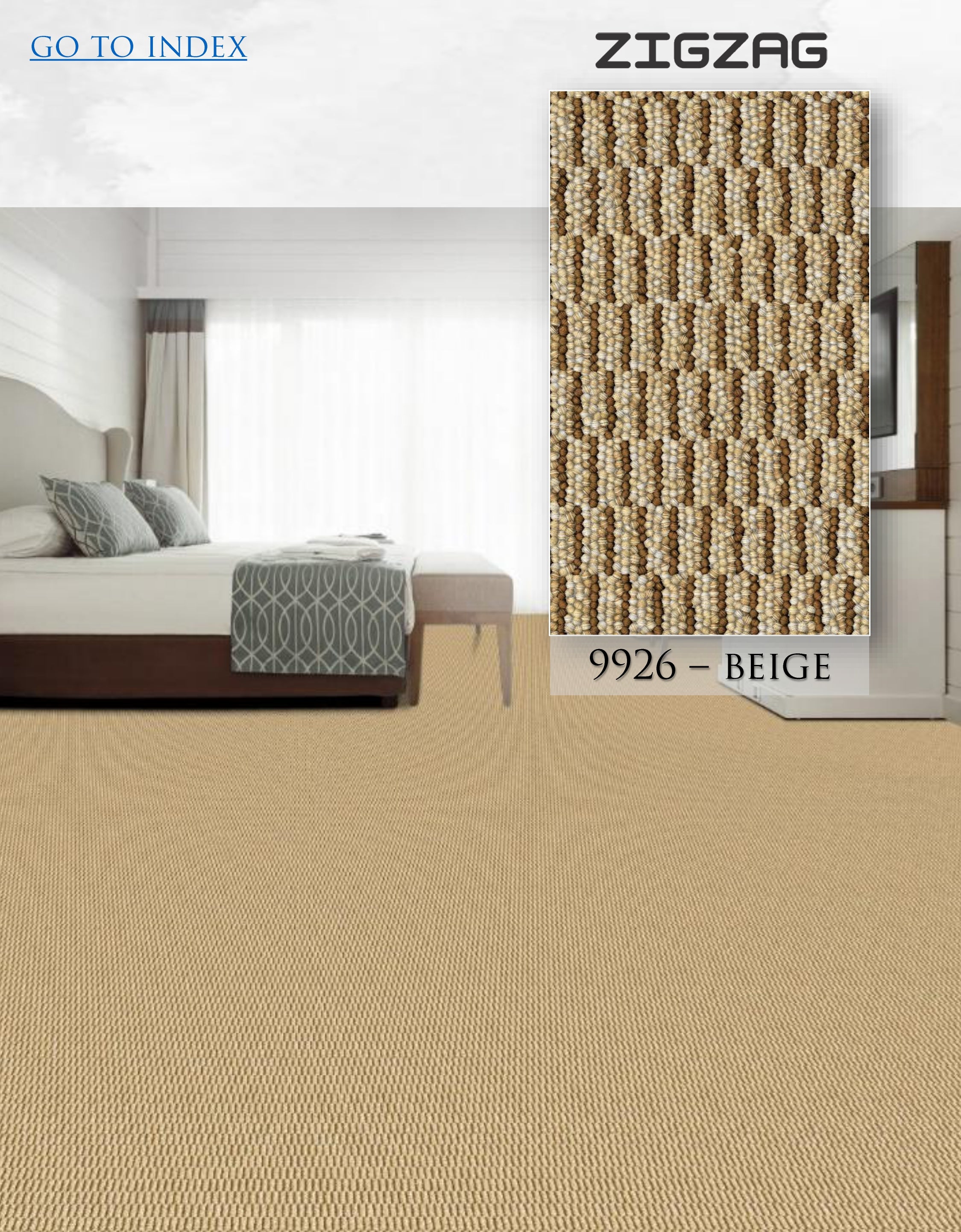 Hego Graphix Zigzag Beige Carpet | Stylish Wall-to-Wall Comfort Solution | Enera