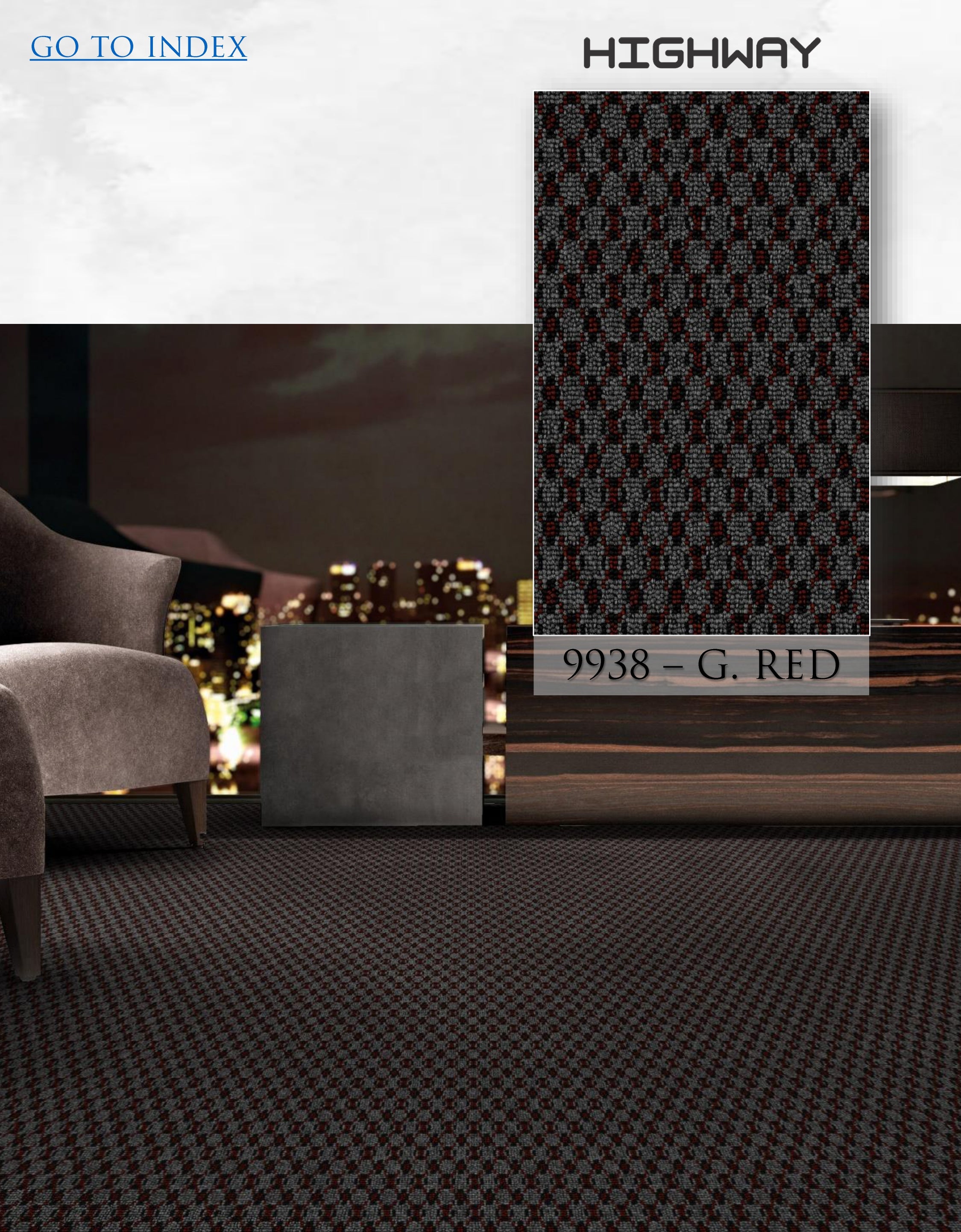 Hego Graphix Highway Grey & Red  Wall-to-Wall Carpet | Elegant Designs for Modern Spaces | Enera