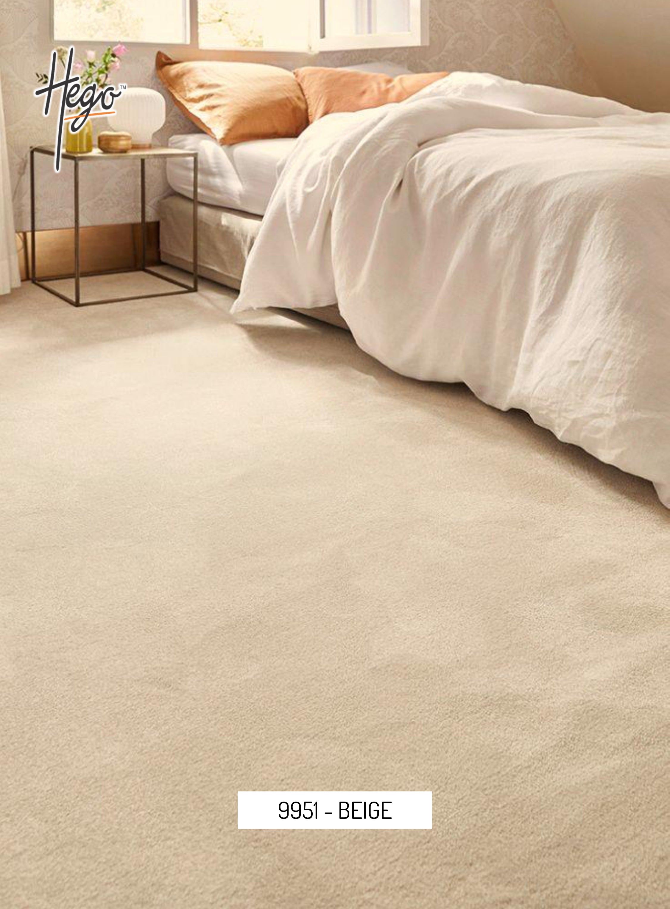 Hego Shine Wall Carpet | Beige | Ultra Soft Cut Pile Carpet | Enera