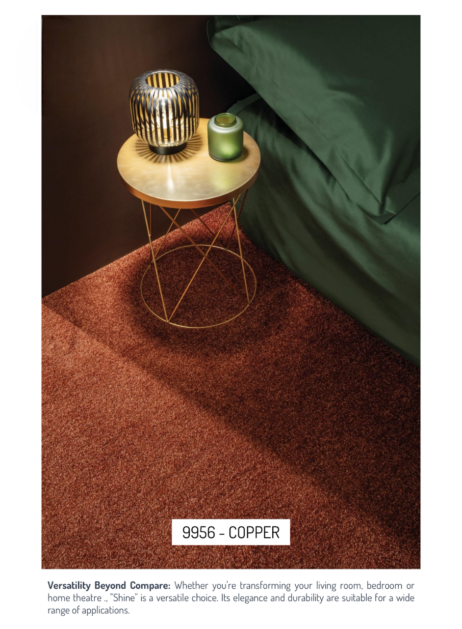 Hego Shine Wall Carpet | Copper | Ultra Soft Cut Pile Carpet | Enera