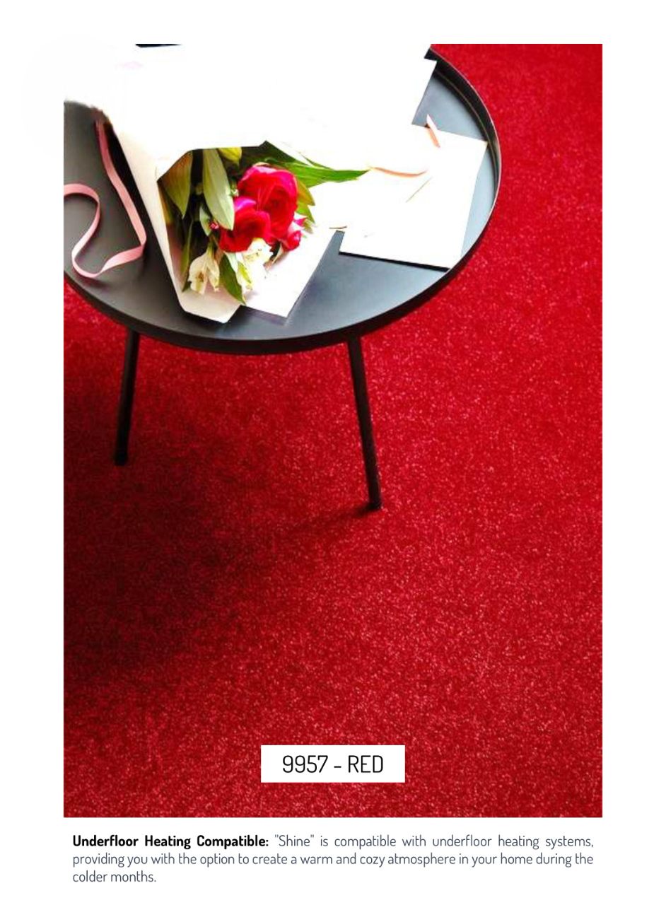 Hego Shine Wall Carpet | Red | Ultra Soft Cut Pile Carpet | Enera