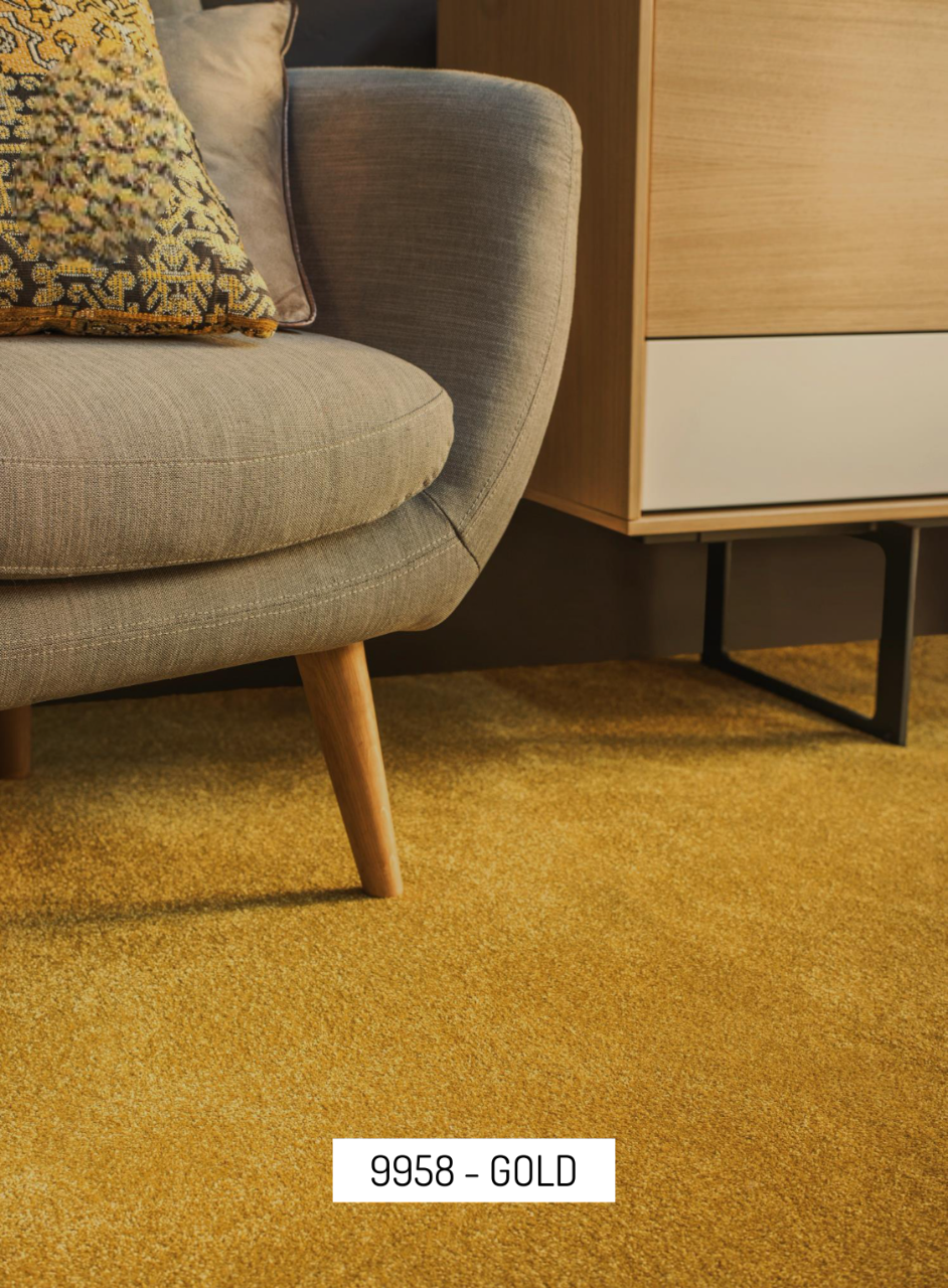 Hego Shine Wall Carpet | Gold | Ultra Soft Cut Pile Carpet | Enera