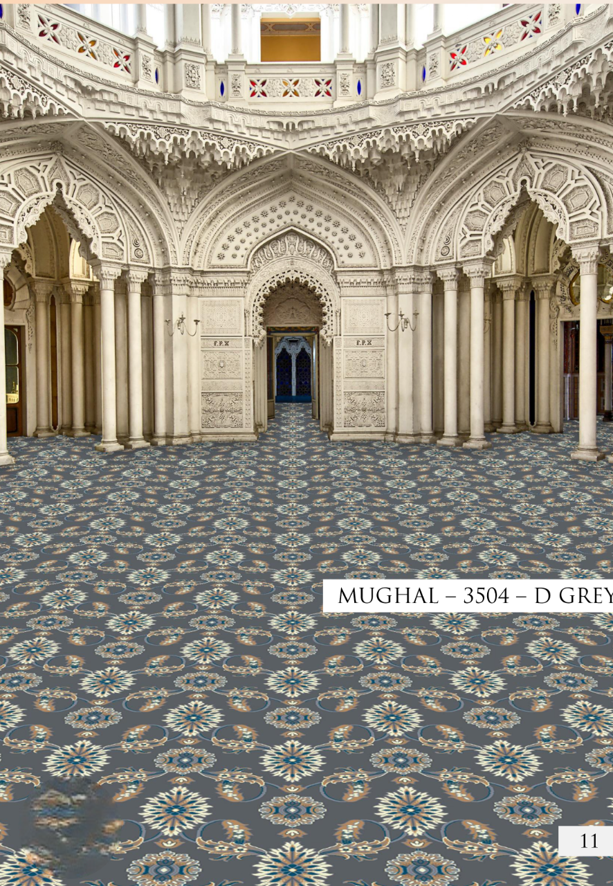 Hego Wilton Mughal Woven Wall To Wall Carpet | Dark Grey | Elegant & Durable | Enera