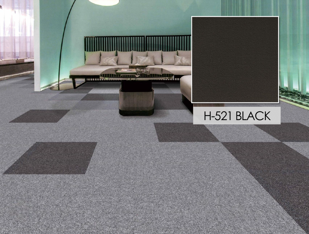 Hego Highlighter Black Carpet Tile - Sleek & Modern Flooring | Enera