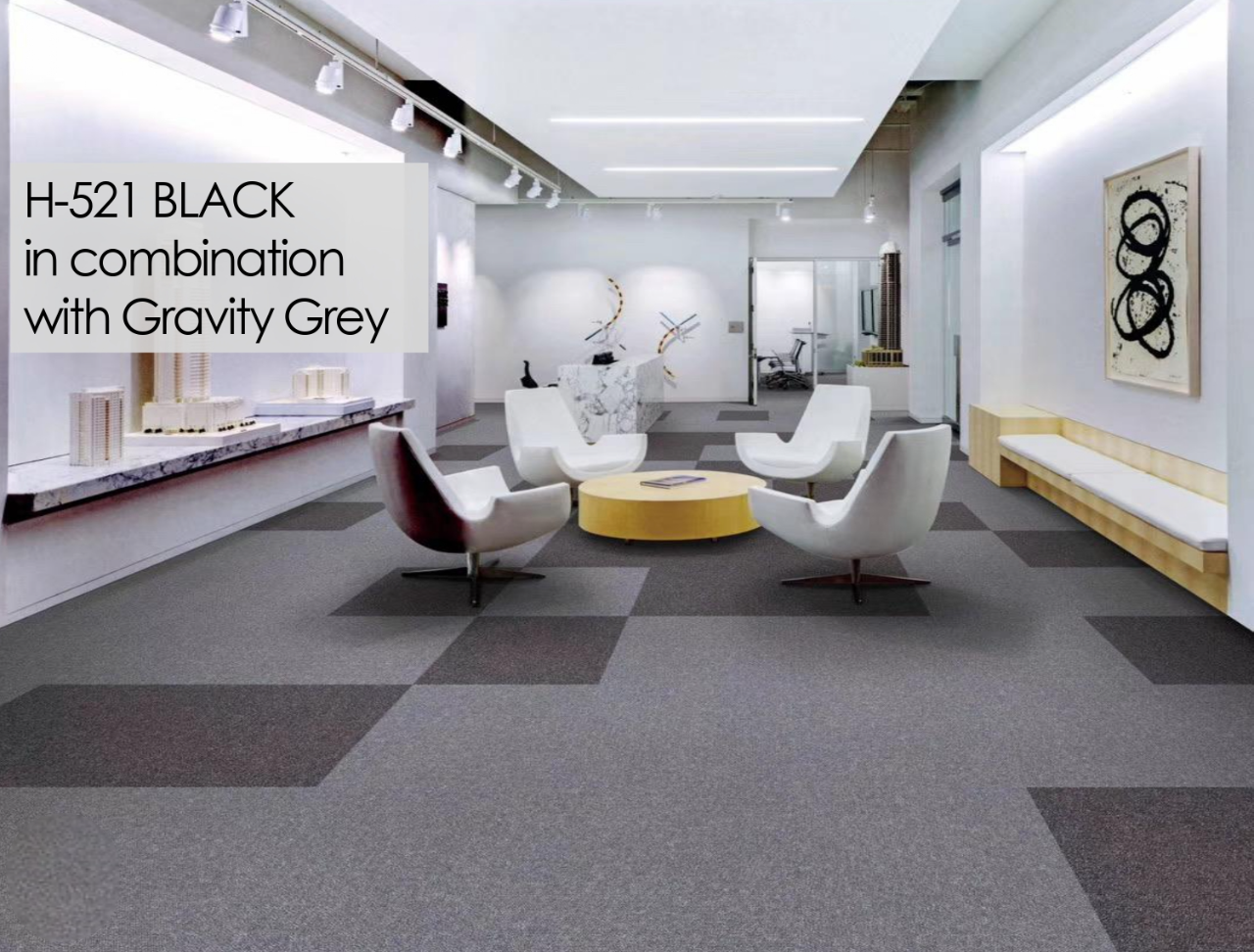 Hego Highlighter Black Carpet Tile - Sleek & Modern Flooring | Enera