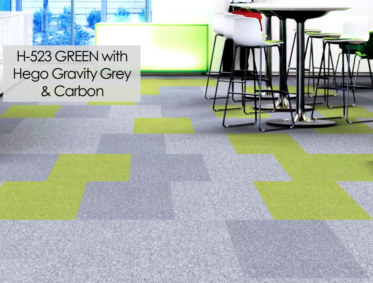 Hego Highlighter Green Colour Spectrum Carpet Tile - Vibrant & Dynamic Flooring | Enera