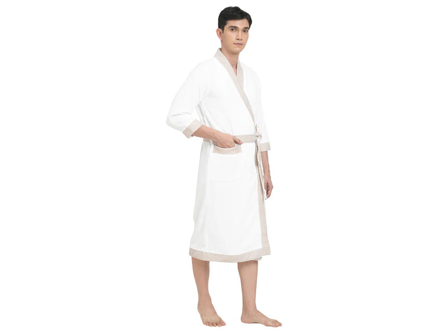 Innovation White Color Medium Bath Robe | Soft & Elegant | Enera