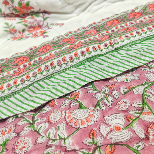 Ocean Jaipuri Kamla Quilt Lavender | 100% Cotton | Double Bed Comforter