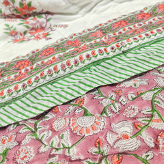 Ocean Jaipuri Kamla Quilt Lavender | 100% Cotton | Double Bed Comforter