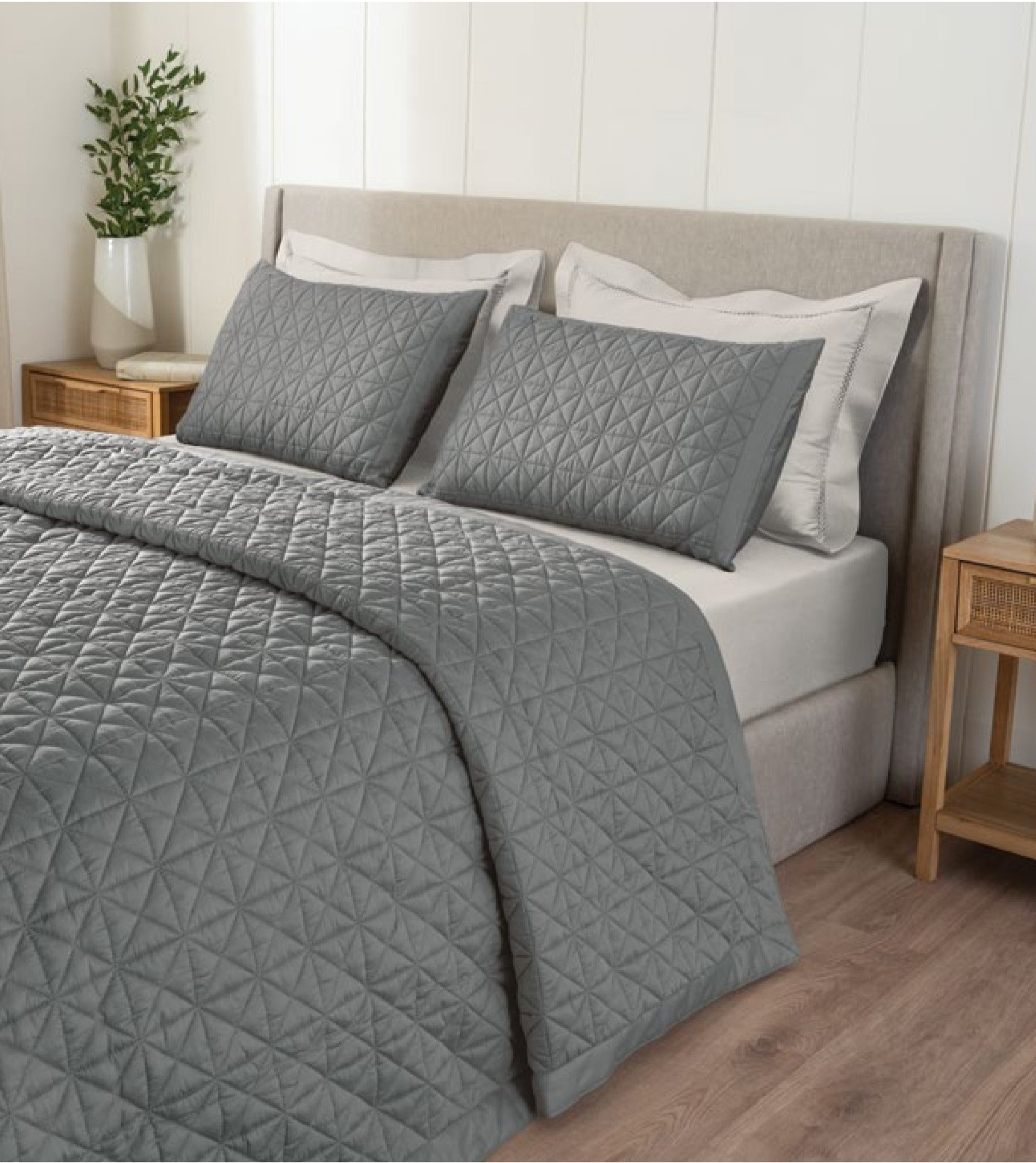 D Decor Legacy II Collection Frost Grey-Oyster Quilted Bedspread Set | Sophisticated Comfort | Enera