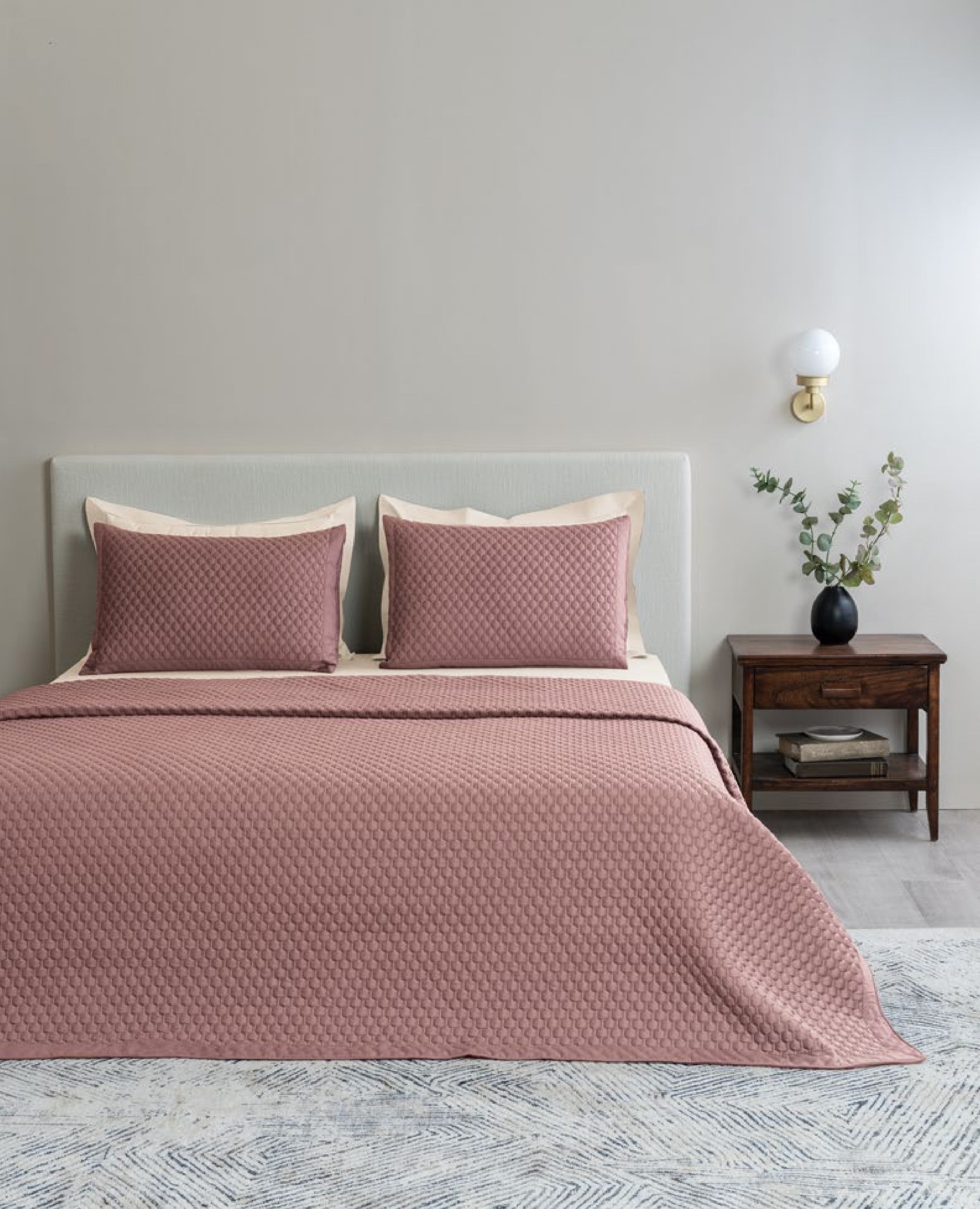 D Decor Legacy II Collection Ash Rose-Oatmeal Quilted Bedspread Set | Elegant Comfort | Enera