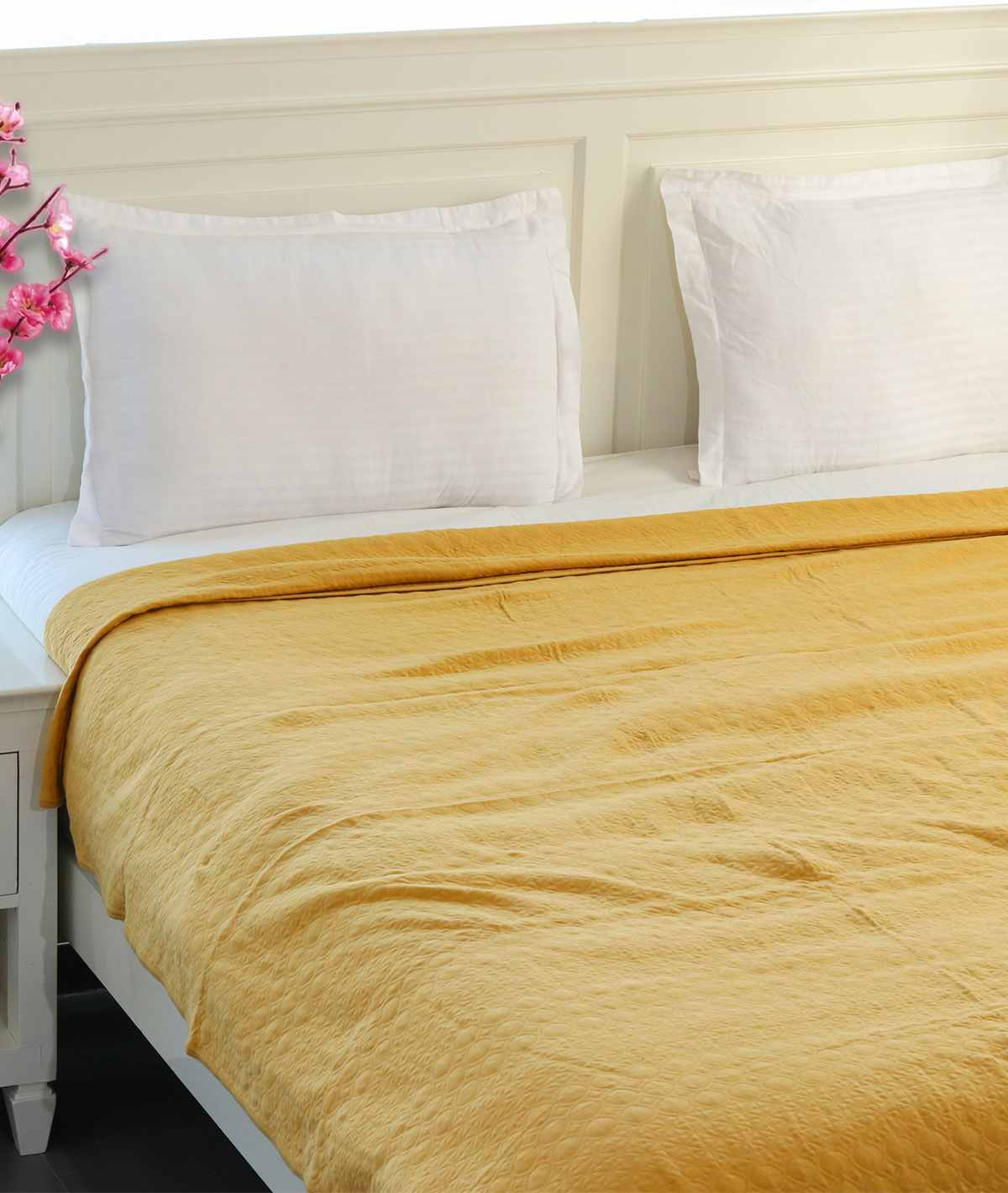 Pluchi Lucien Cotton Knitted Double Bed Dohar / Quilt (Cornsilk) - Agarwal Bedding and Furnishing