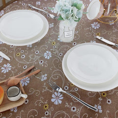 Enera Printed Tuscany Round Light Brown Color Table Cover (FLR194BR) - enera