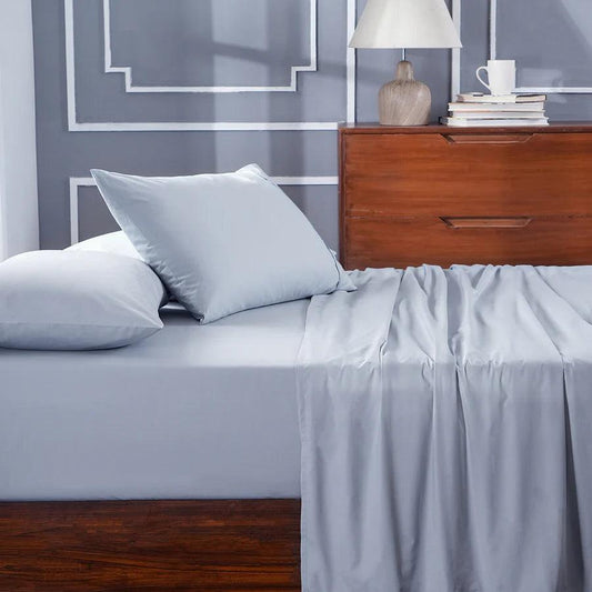 Enera Slumber Collection Winter Sky Color Plain King Size double Bedsheet with 2 pillow covers - enera