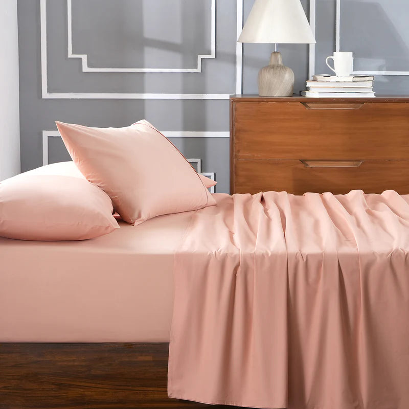 Maspar Slumber Collection Peach Blossom Color Plain King Size Double Bedsheet | Enera