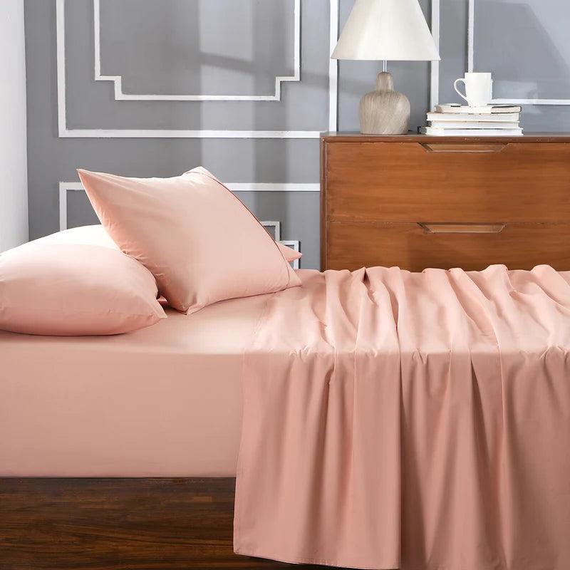 Enera Slumber Collection Peach Blossom Color Plain King Size double Bedsheet with 2 pillow covers